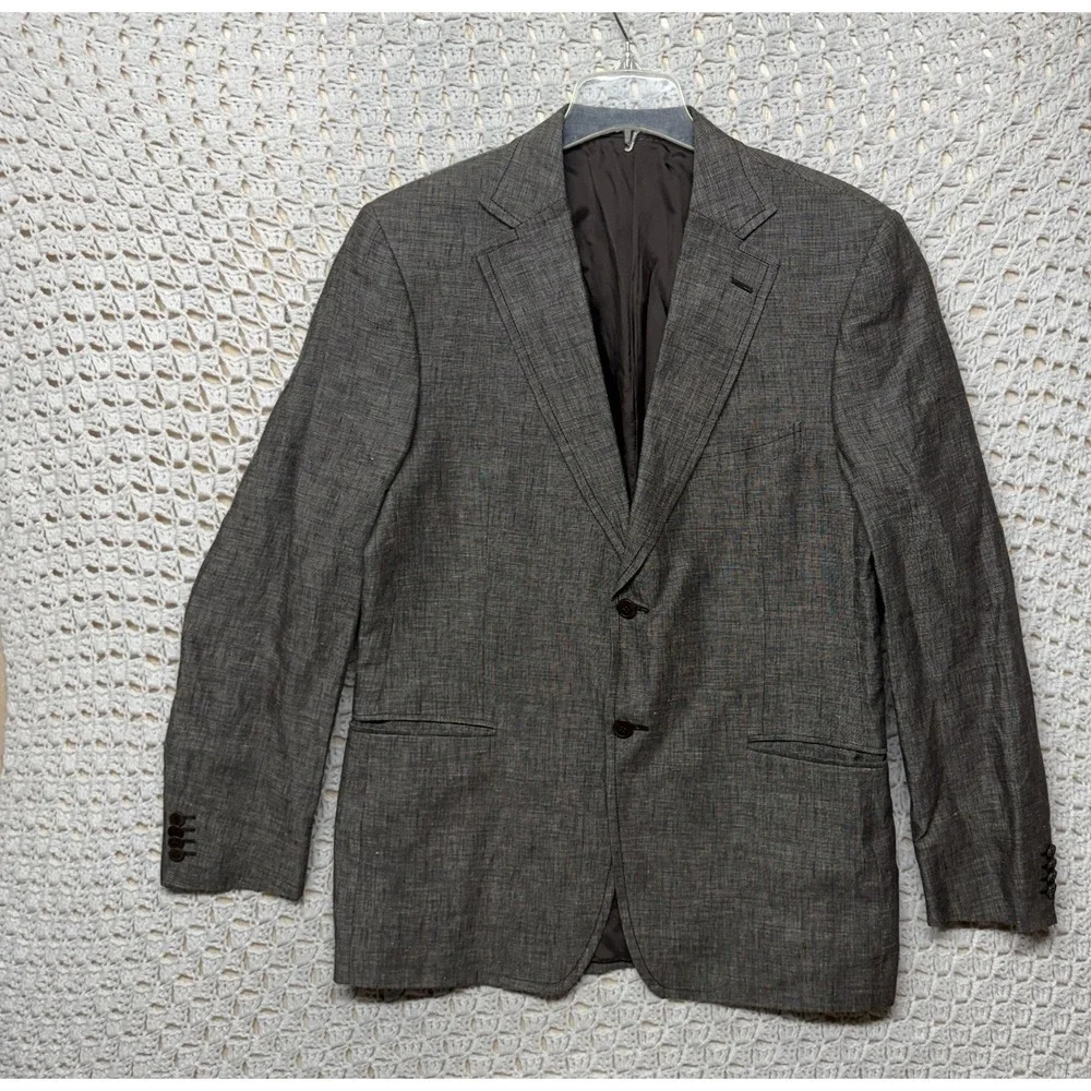 Ermenegildo Zegna Linen Sport Coat Blazer Mens 54R Brown Business 2 Button